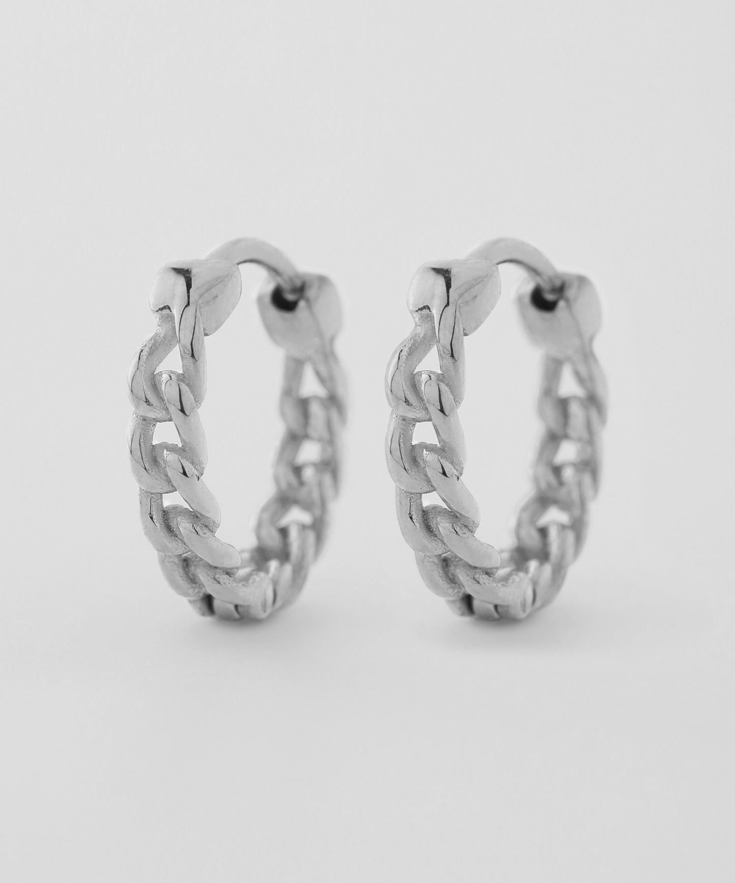 【Stainless Steel】Chain Motif Hoop Earrings