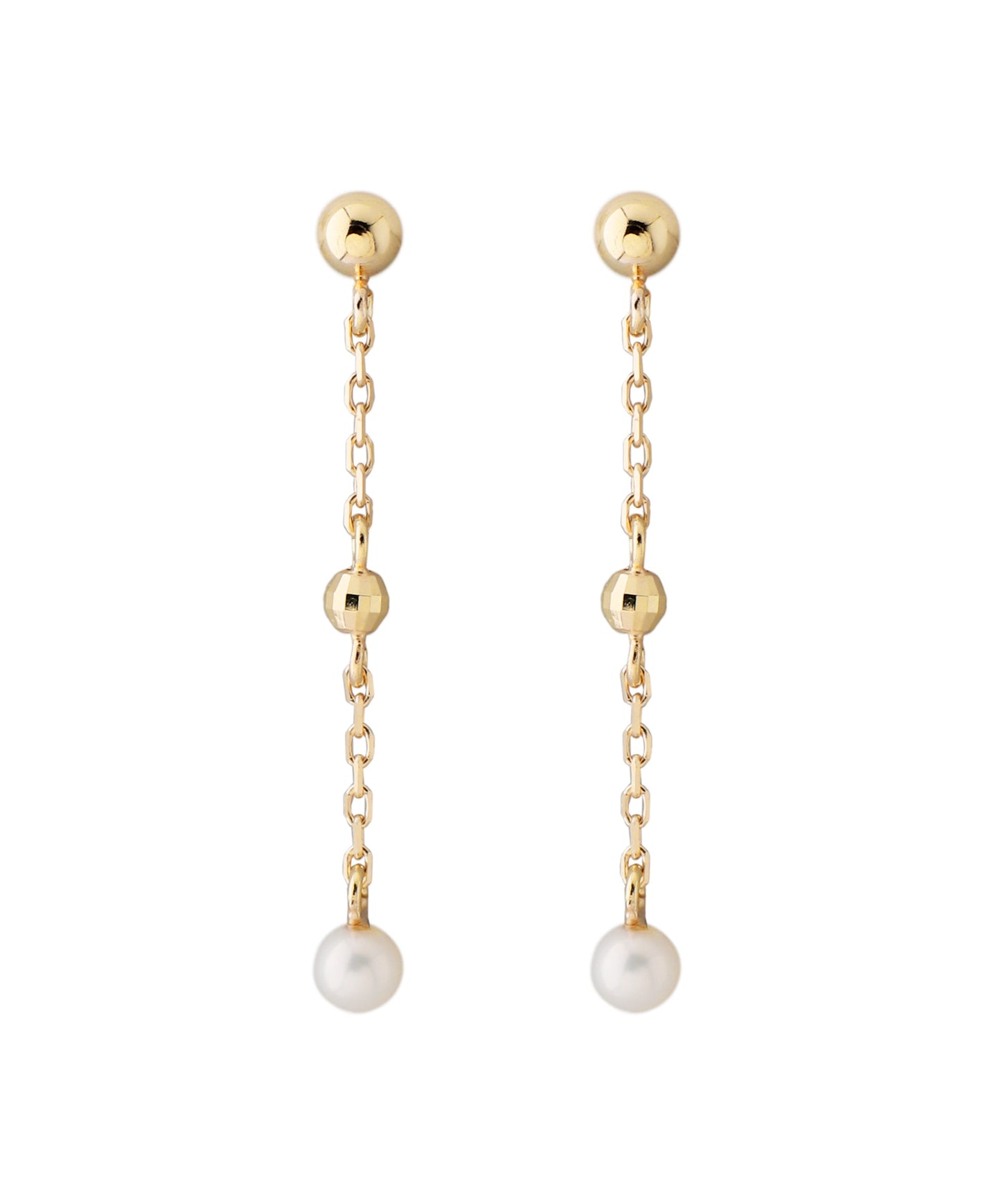 Freshwater Pearl Chain Earrings[10K]