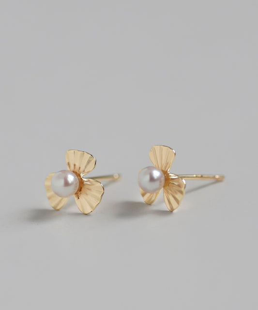 Pearl × Flower Earrings [10K]