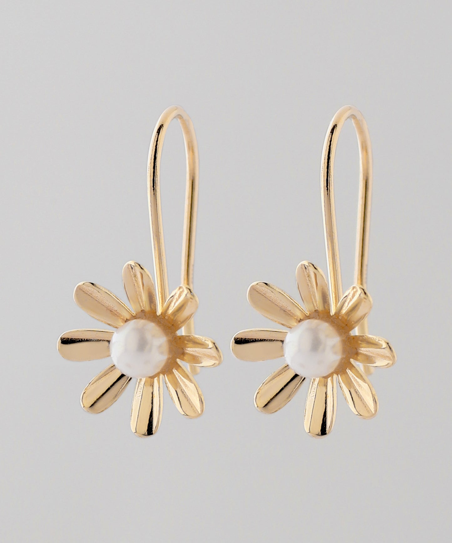 Pearl × Flower Hook Earrings [10K]