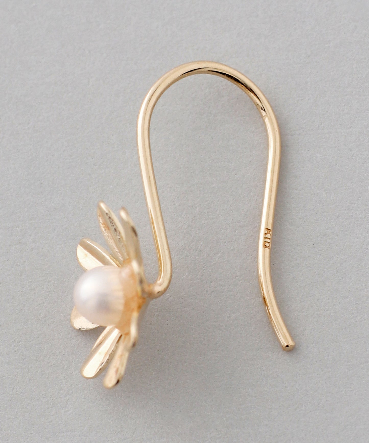 Pearl × Flower Hook Earrings [10K]