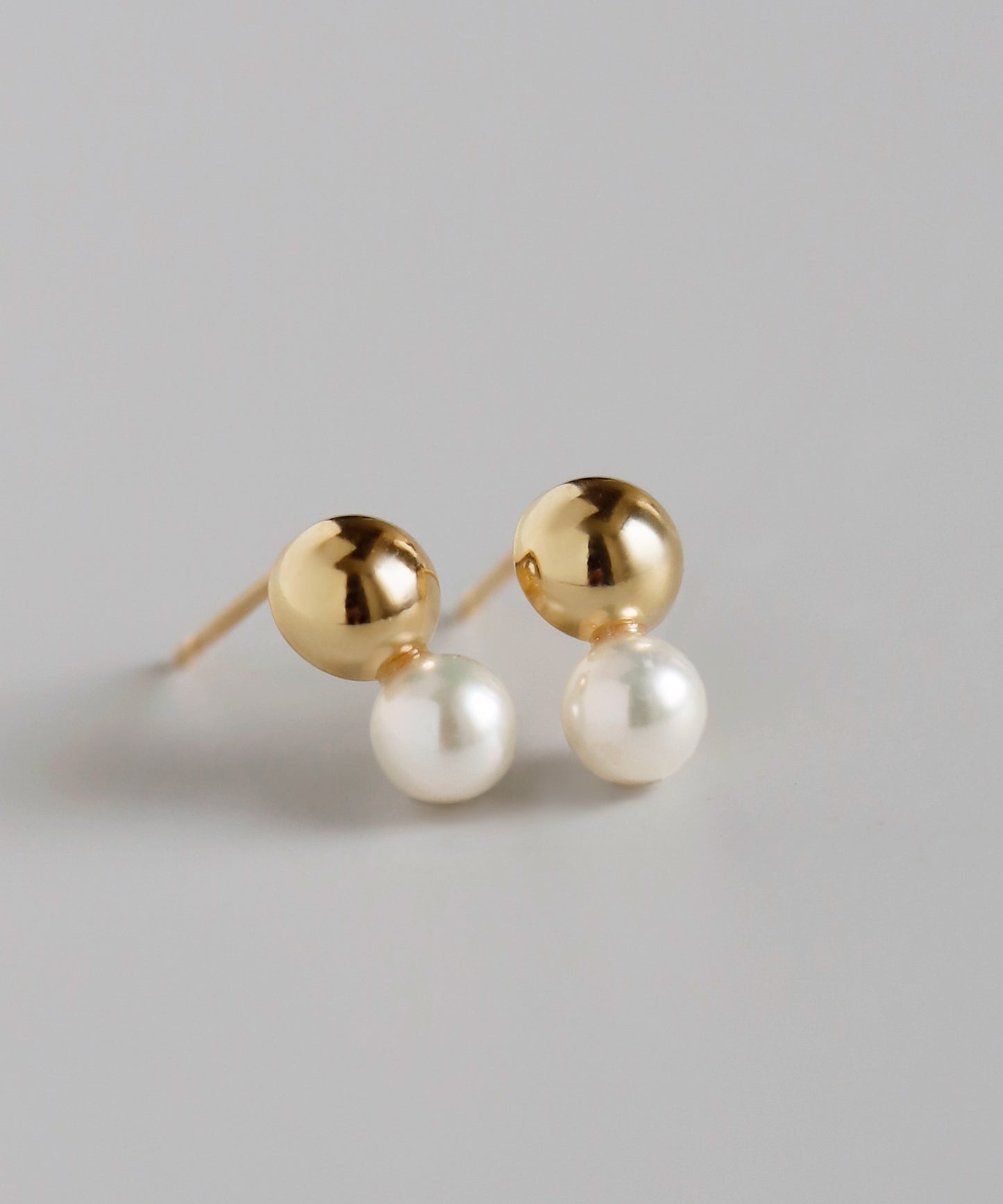 Freshwater Pearl × Hemisphere Earrings[K10]