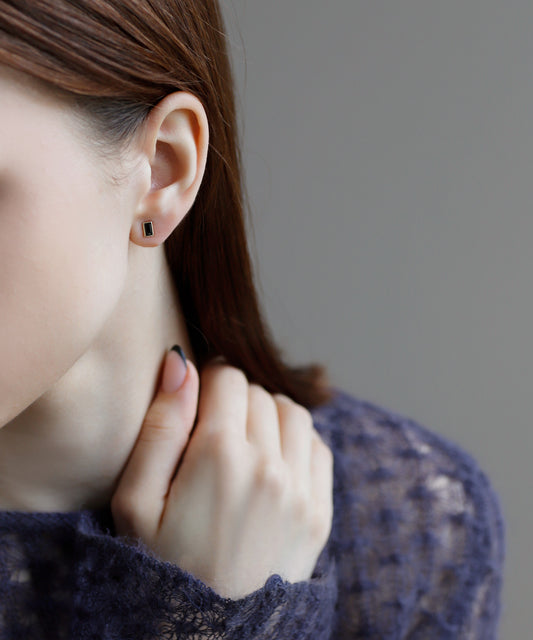 Gemstone Square Earrings[10K]