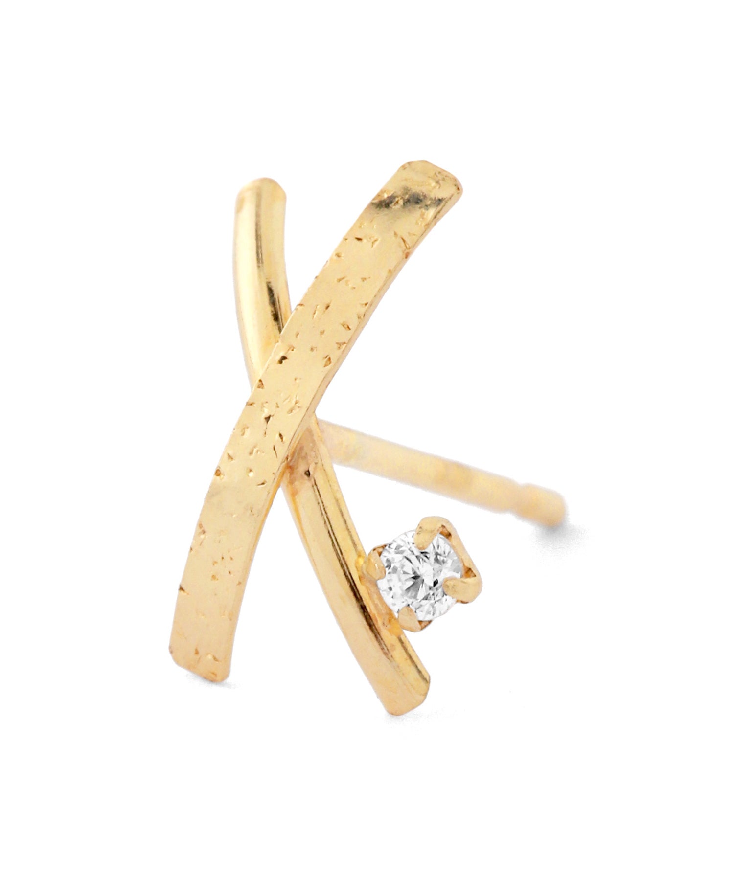 Bijou × Cross Line Earrings [K10] (gg050339p) | mimi33 ONLINE STORE