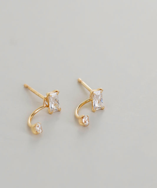 Square Bijou 2-Way Earrings [K10]