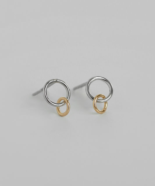 [Eligible for Gift] Two-Tone Circle Earrings [10K・Platinum]