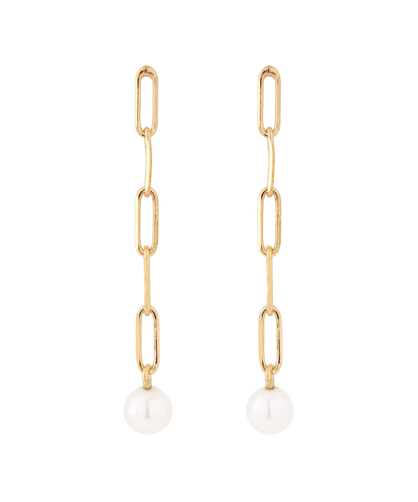 [Eligible for Gift] Freshwater Pearl × Chain Earrings [10K]