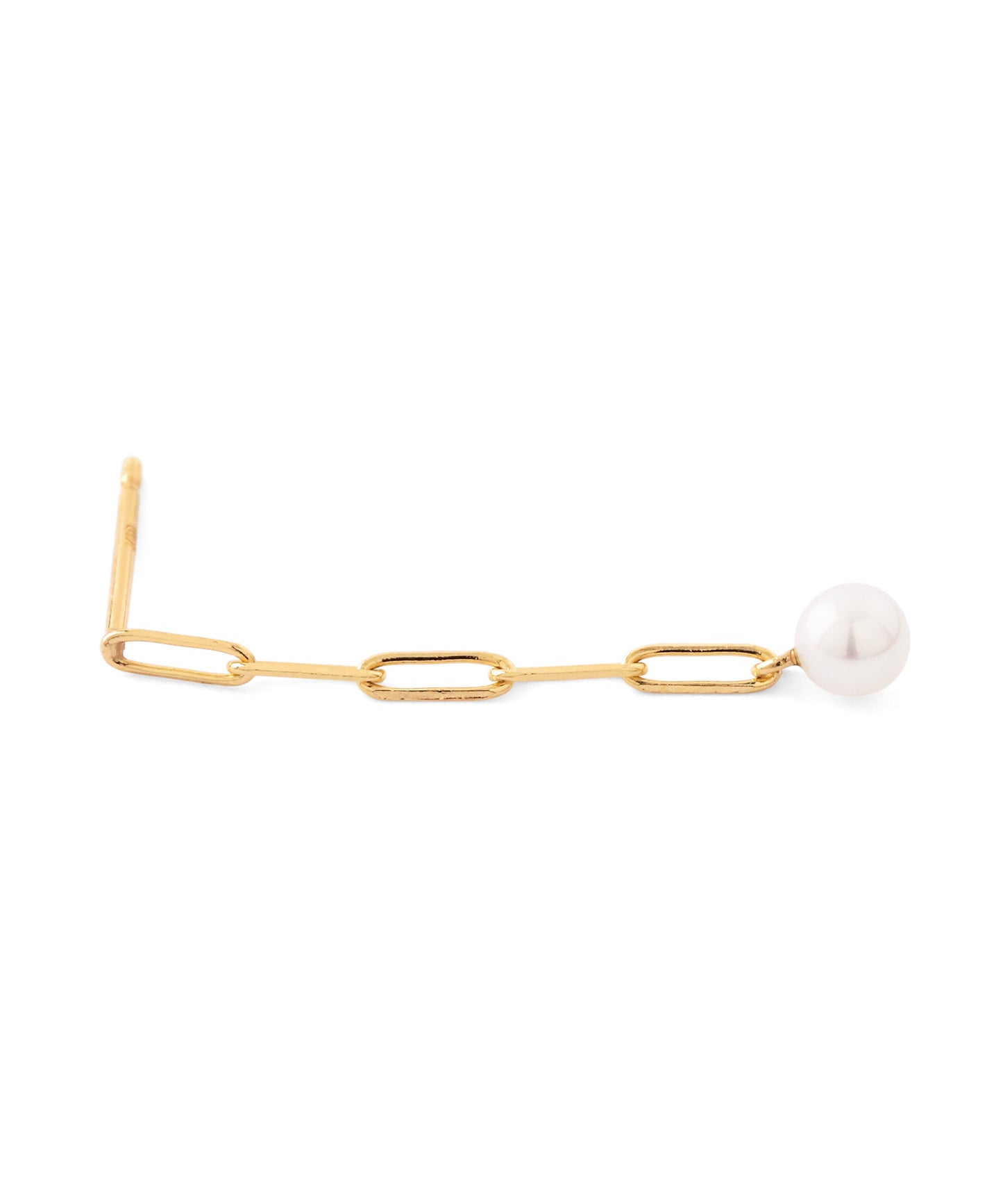 [Eligible for Gift] Freshwater Pearl × Chain Earrings [10K]