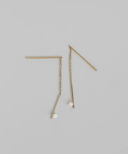 Freshwater Pearl Threader Earrings [10K]