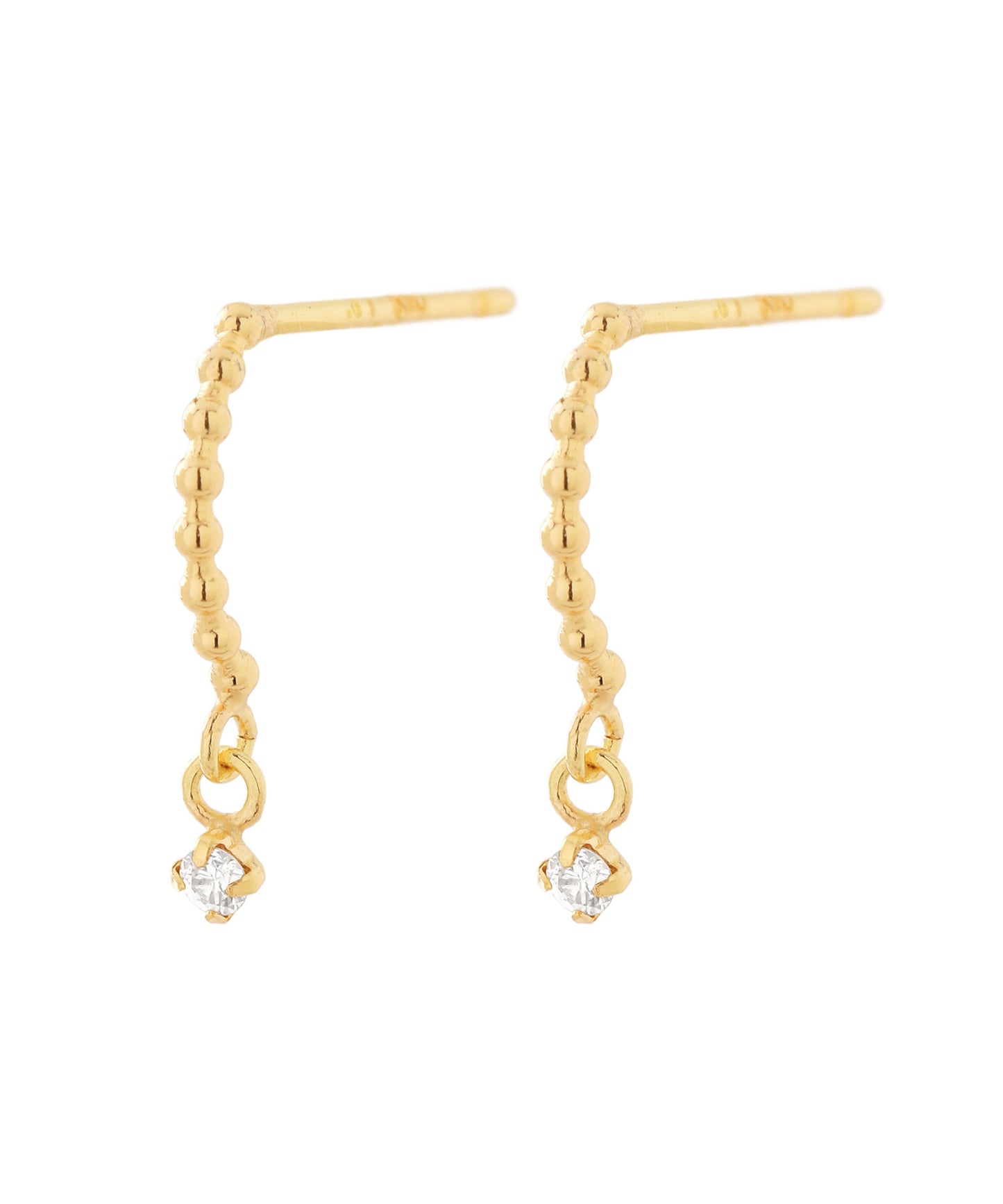 【Limited Qty with a Gift Box】Dot Line Diamond Earrings [10K]