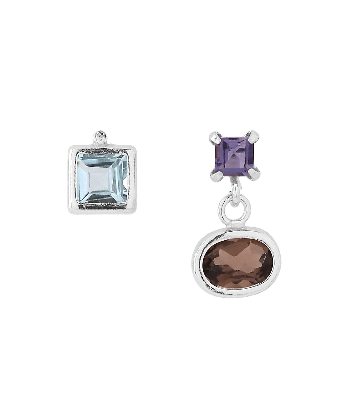 Gemstone Asymmetric Earrings [925 Silver]