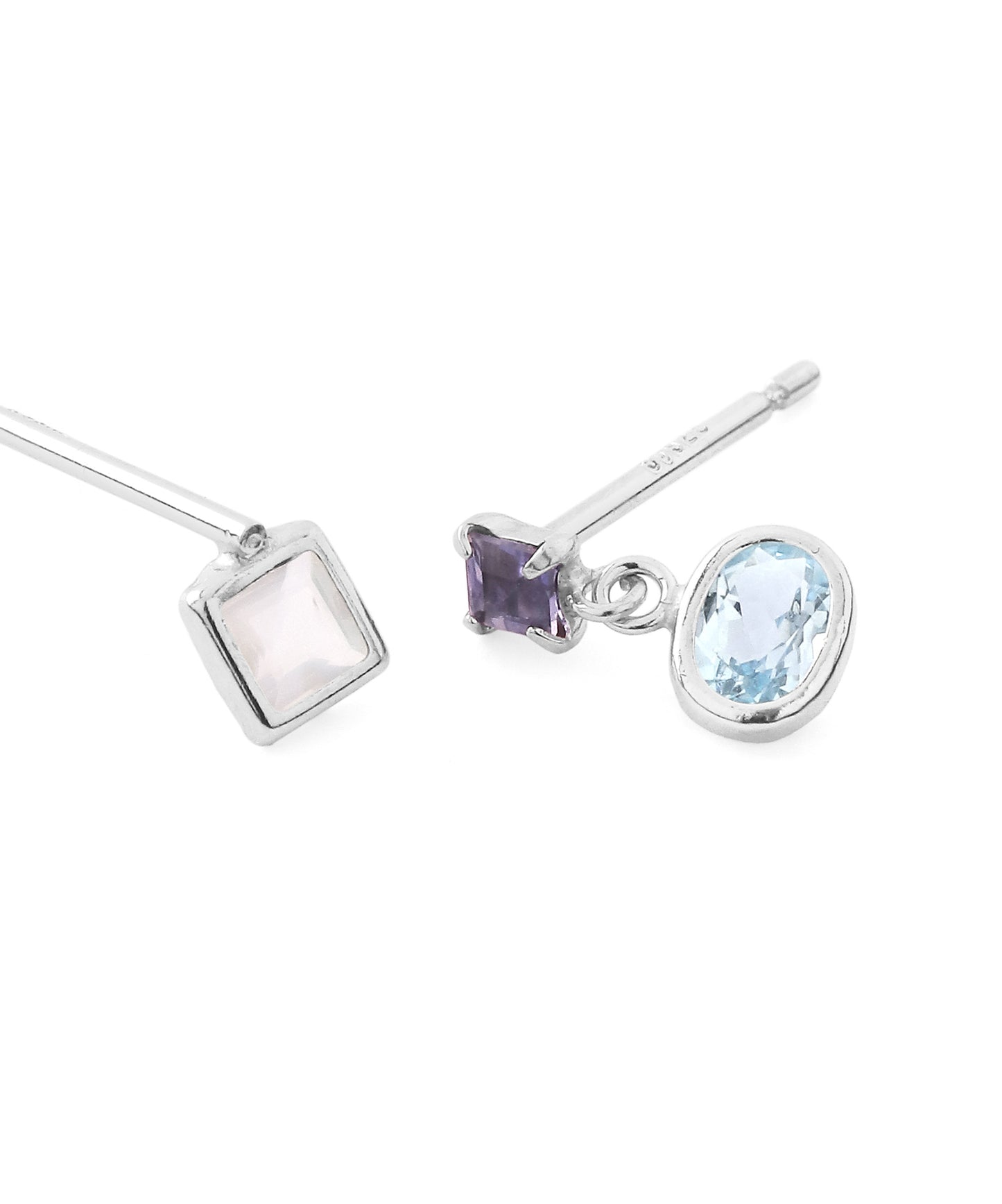 Gemstone Asymmetric Earrings [925 Silver]