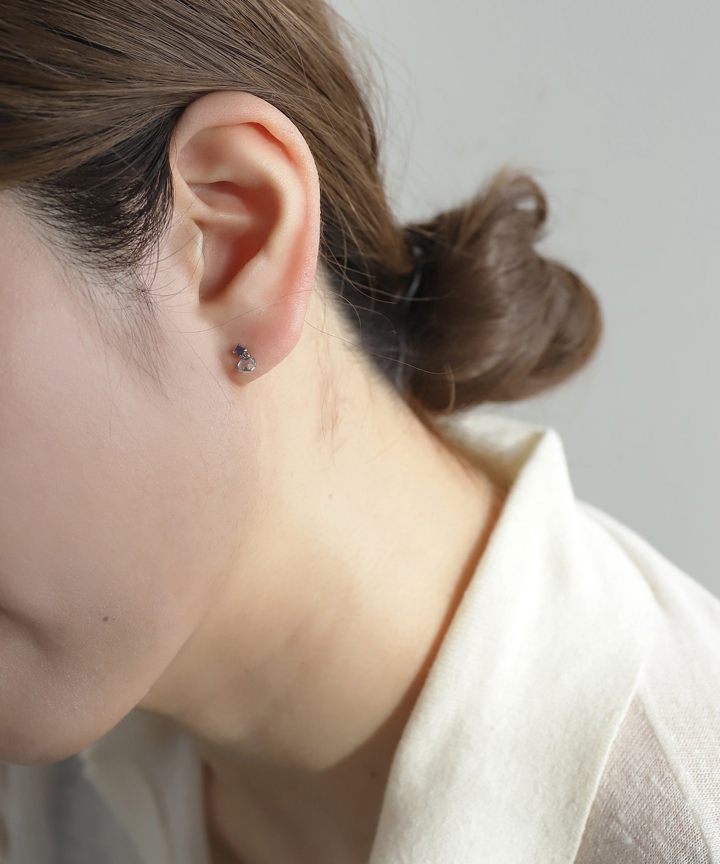 Gemstone Asymmetric Earrings [925 Silver]