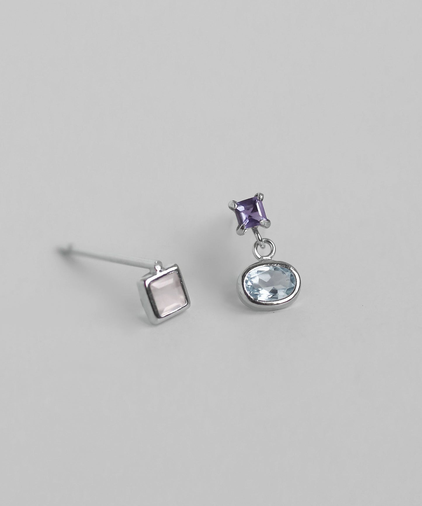 Gemstone Asymmetric Earrings [925 Silver]
