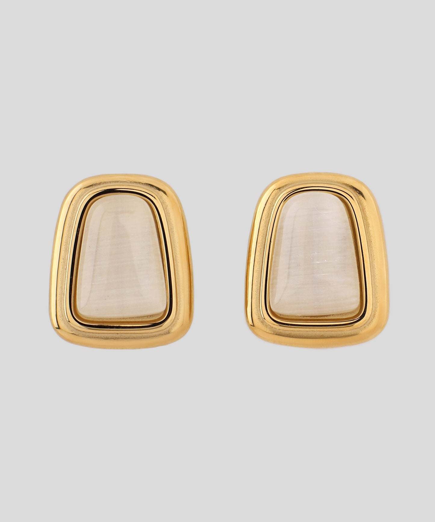 【Stainless Steel IP】Stone Square Earrings