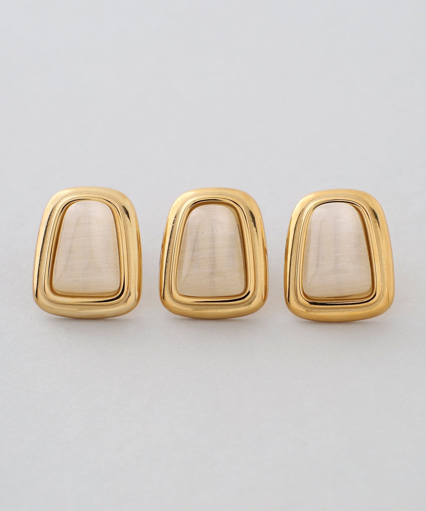 【Stainless Steel IP】Stone Square Earrings