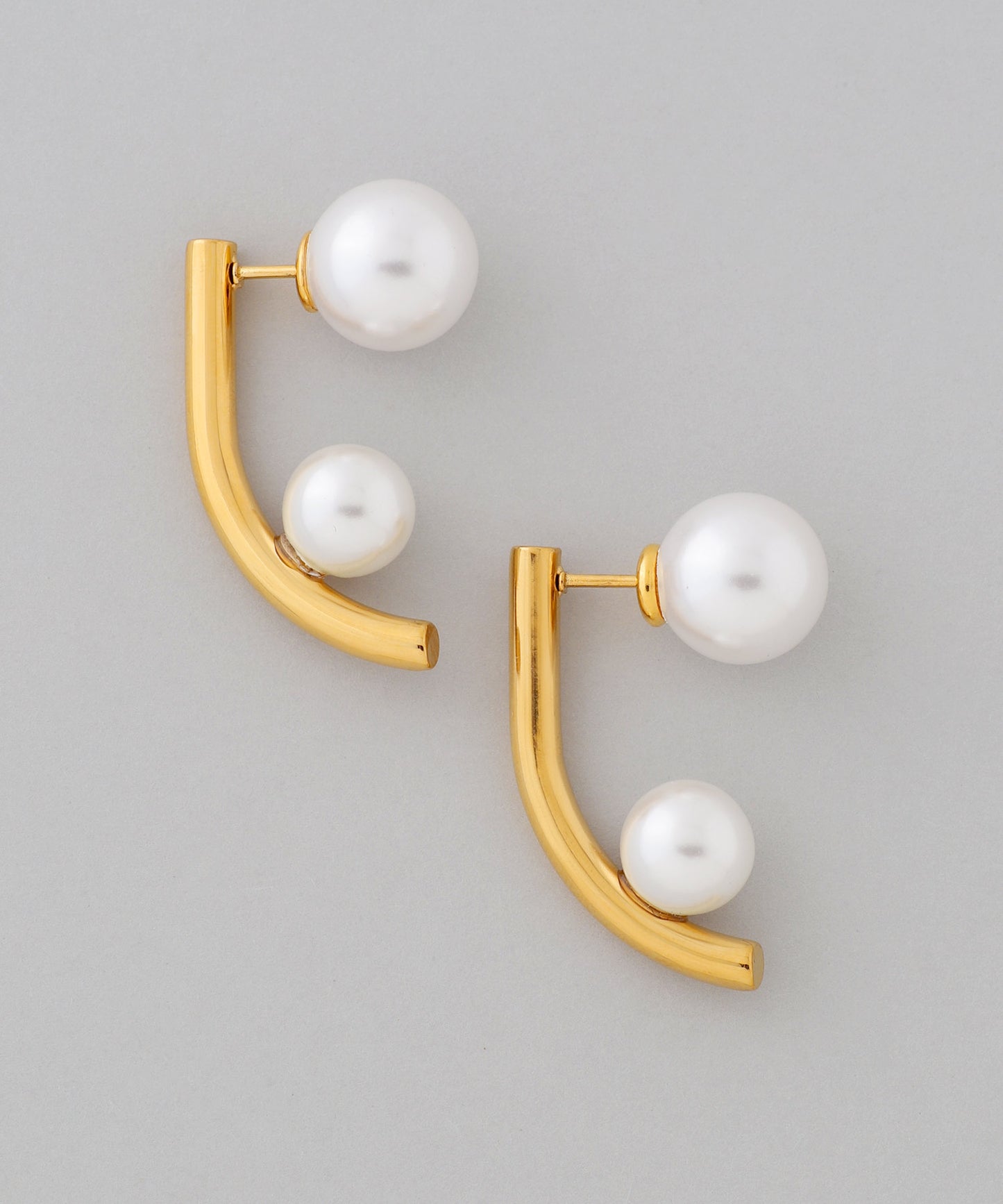 【Stainless Steel IP】Pearl Back Catch Earrings