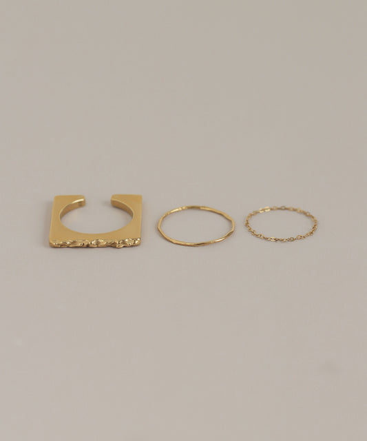 Square Rings [Set of 3] [Surgical Stainless Steel][UMU]