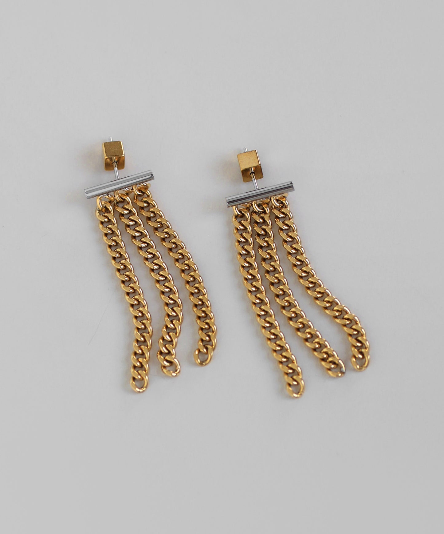 Chain Fringe Earrings [Stainless Steel] [UMU]
