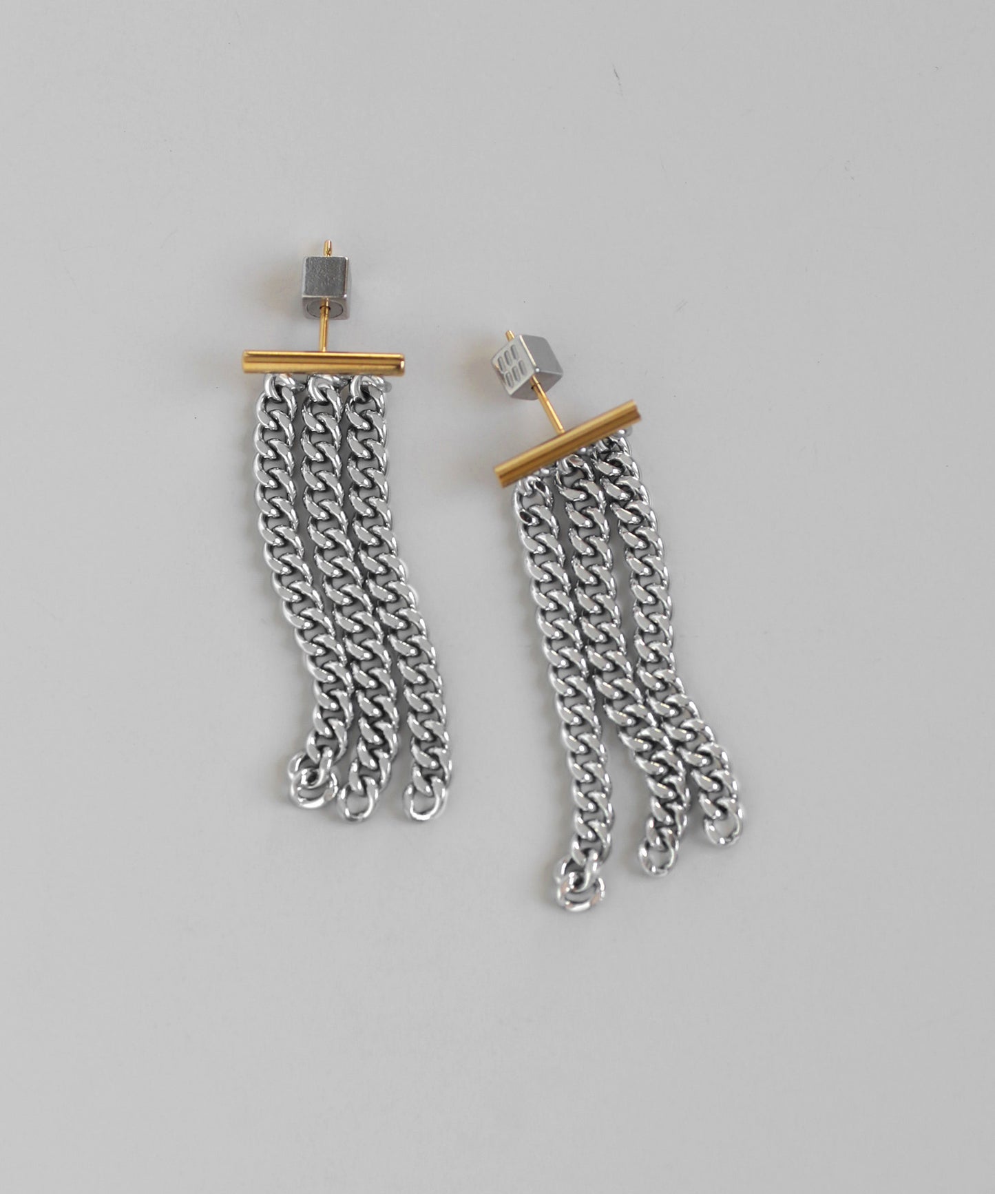 Chain Fringe Earrings [Stainless Steel] [UMU]