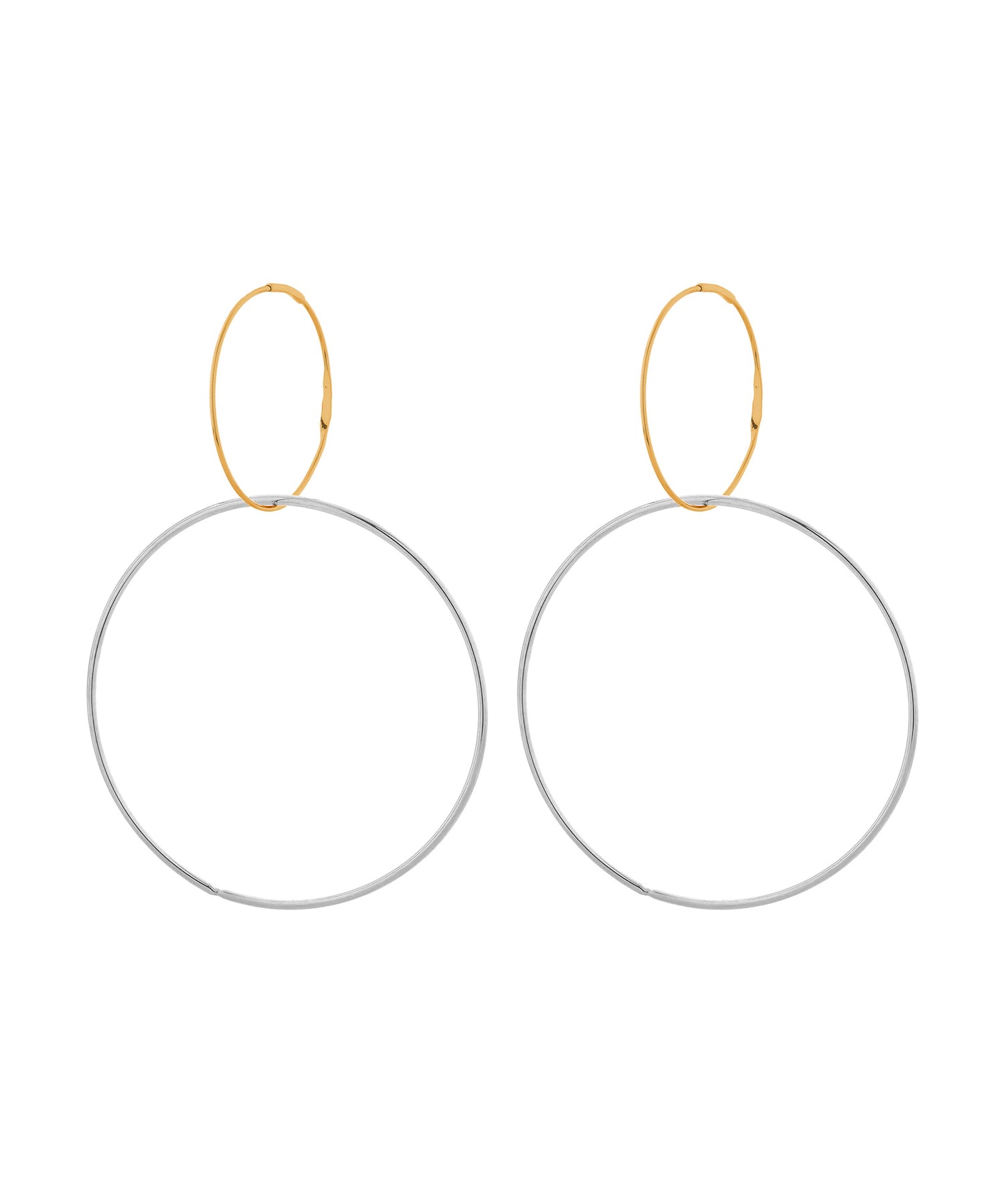 Two-Tone 2-Way Hoop Earrings [Stainless Steel] [UMU]