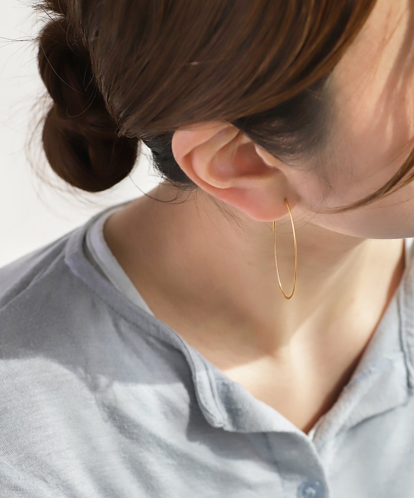 wo-Tone 2-Way Hoop Earrings [Stainless Steel] [UMU]