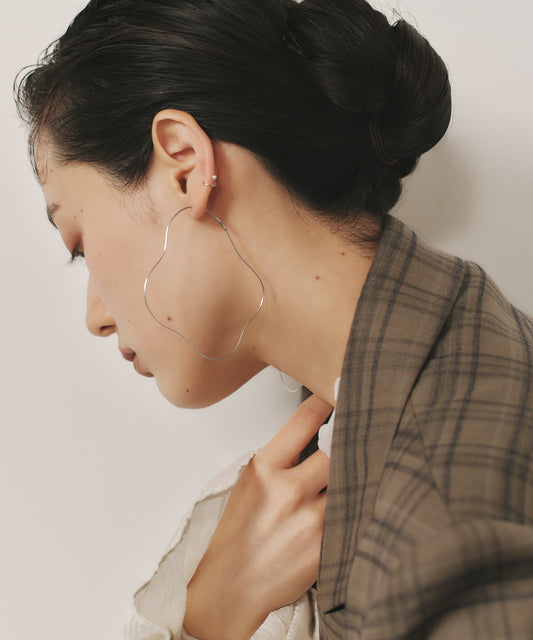 Nuance Line Hoop Earrings [Stainless Steel] [UMU]