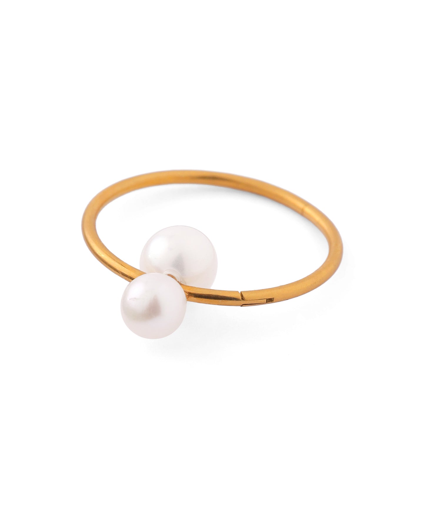 Double Pearl Hoop Earrings [Stainless Steel] [UMU]