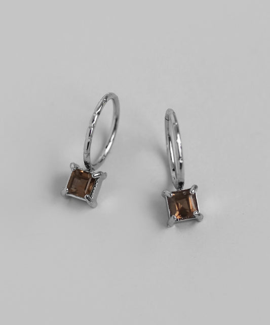 Gemstone Hoop Earrings [Stainless Steel] [UMU]