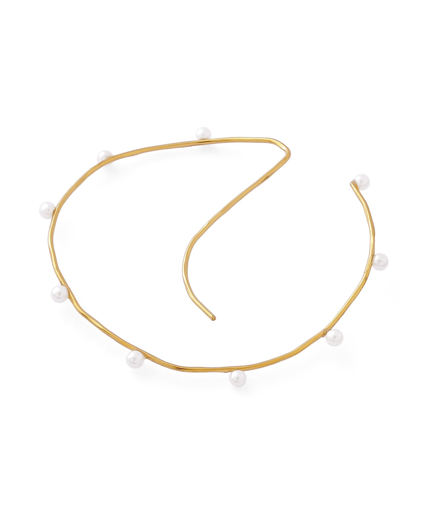 Pearl Line Hook Hoop Earrings [Stainless Steel]