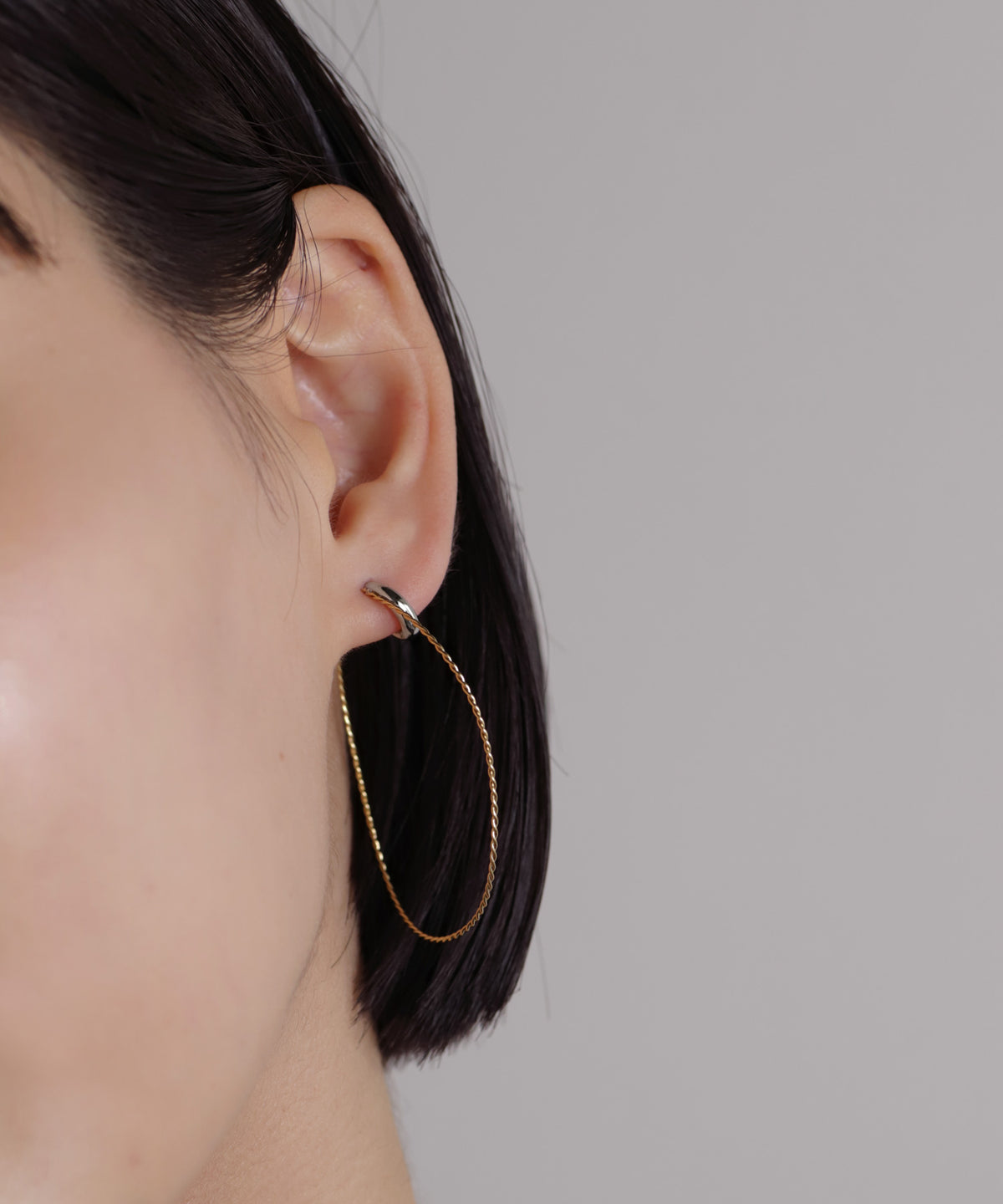 Two-Tone Hoop Earrings [Surgical Stainless Steel] [UMU]