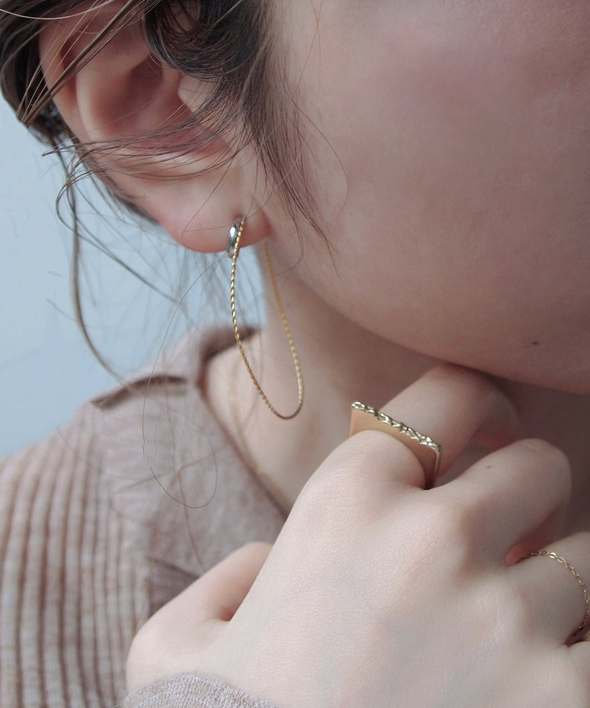 Two-Tone Hoop Earrings [Surgical Stainless Steel] [UMU]