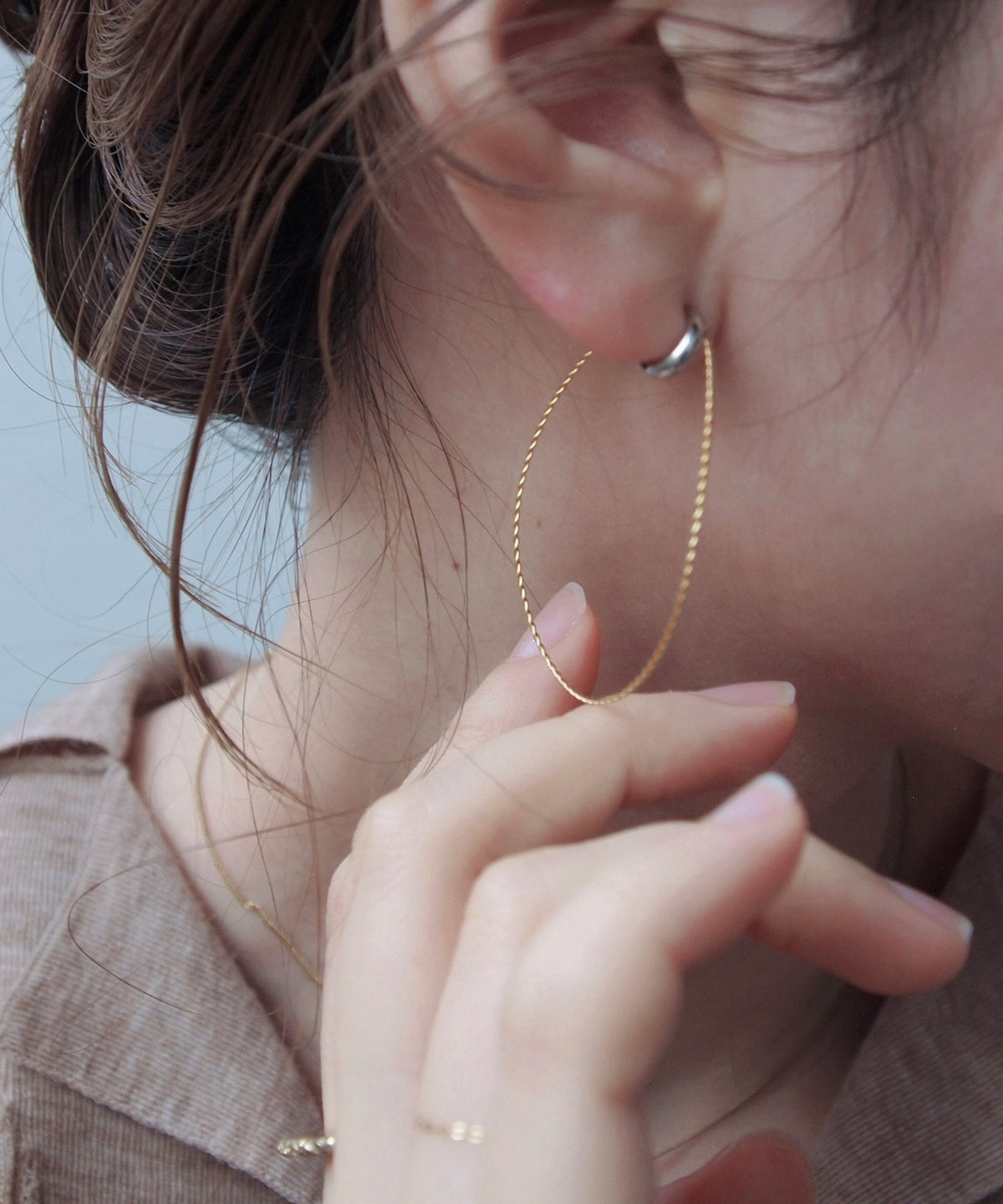 Two-Tone Hoop Earrings [Surgical Stainless Steel] [UMU]