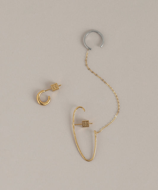 Two-Tone Hook Earrings [Surgical Stainless Steel] [UMU]