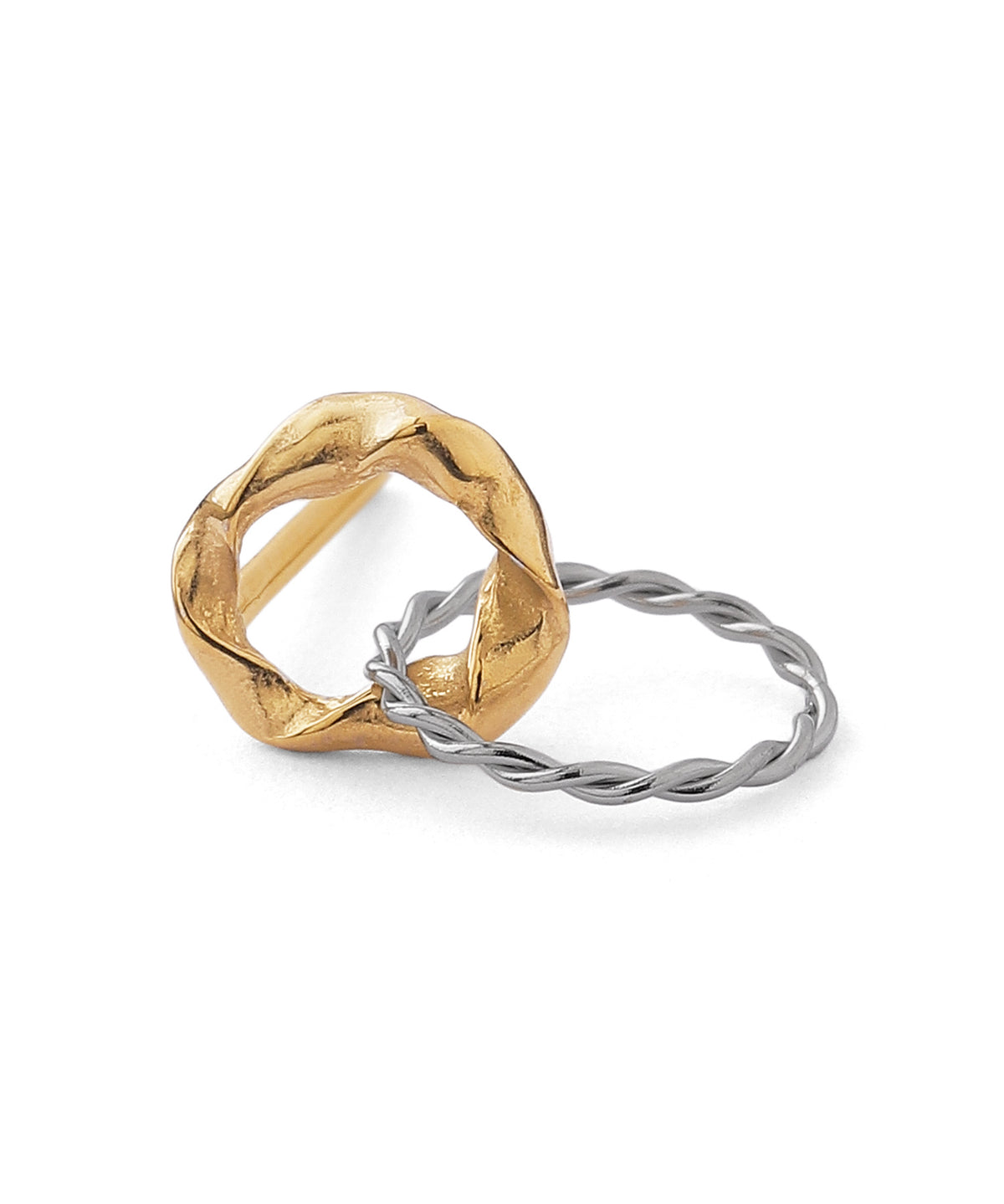 Two-Tone Circle Earrings [Surgical Stainless Steel] [UMU]