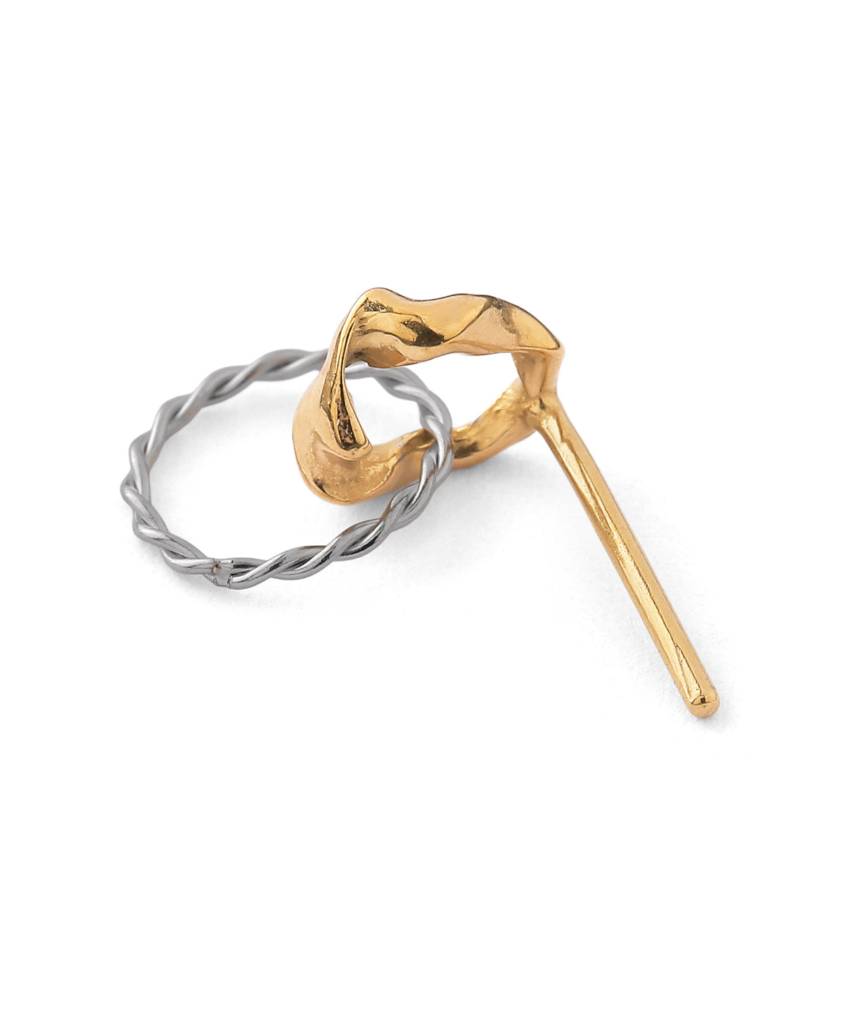 Two-Tone Circle Earrings [Surgical Stainless Steel] [UMU]
