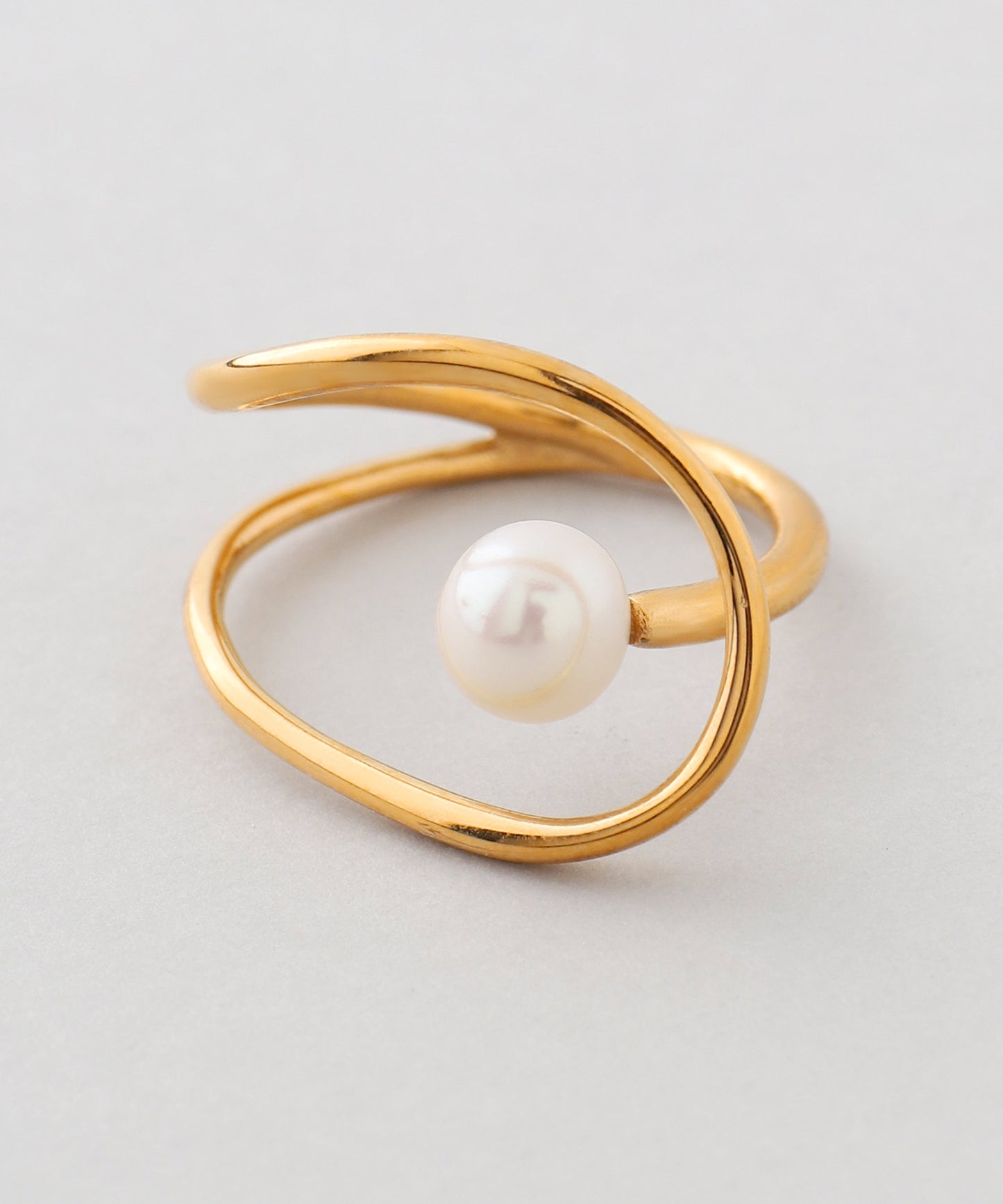 【Stainless Steel IP】Pearl × Nuance Frame Ring