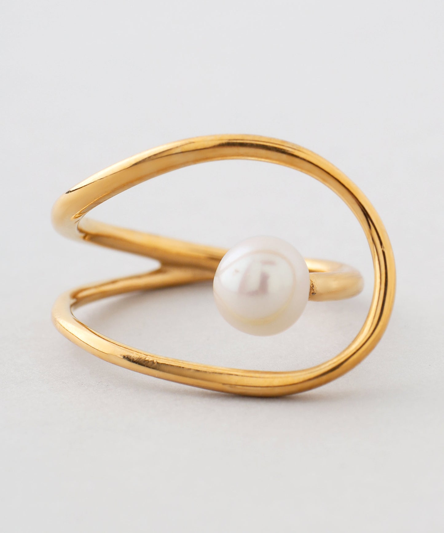 【Stainless Steel IP】Pearl × Nuance Frame Ring