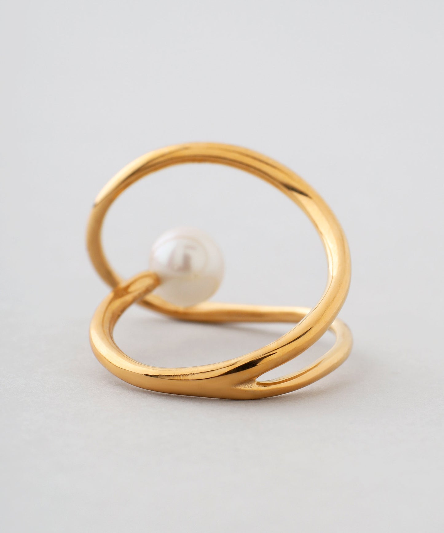 【Stainless Steel IP】Pearl × Nuance Frame Ring