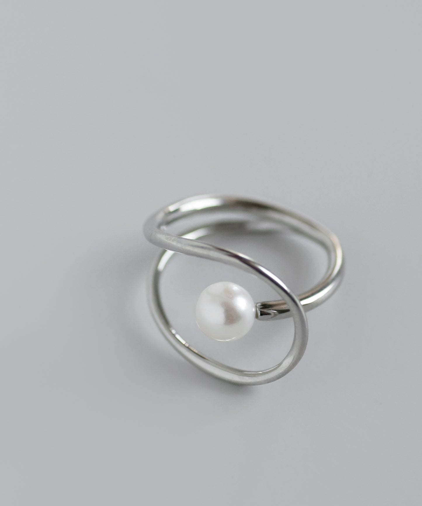 【Stainless Steel IP】Pearl × Nuance Frame Ring