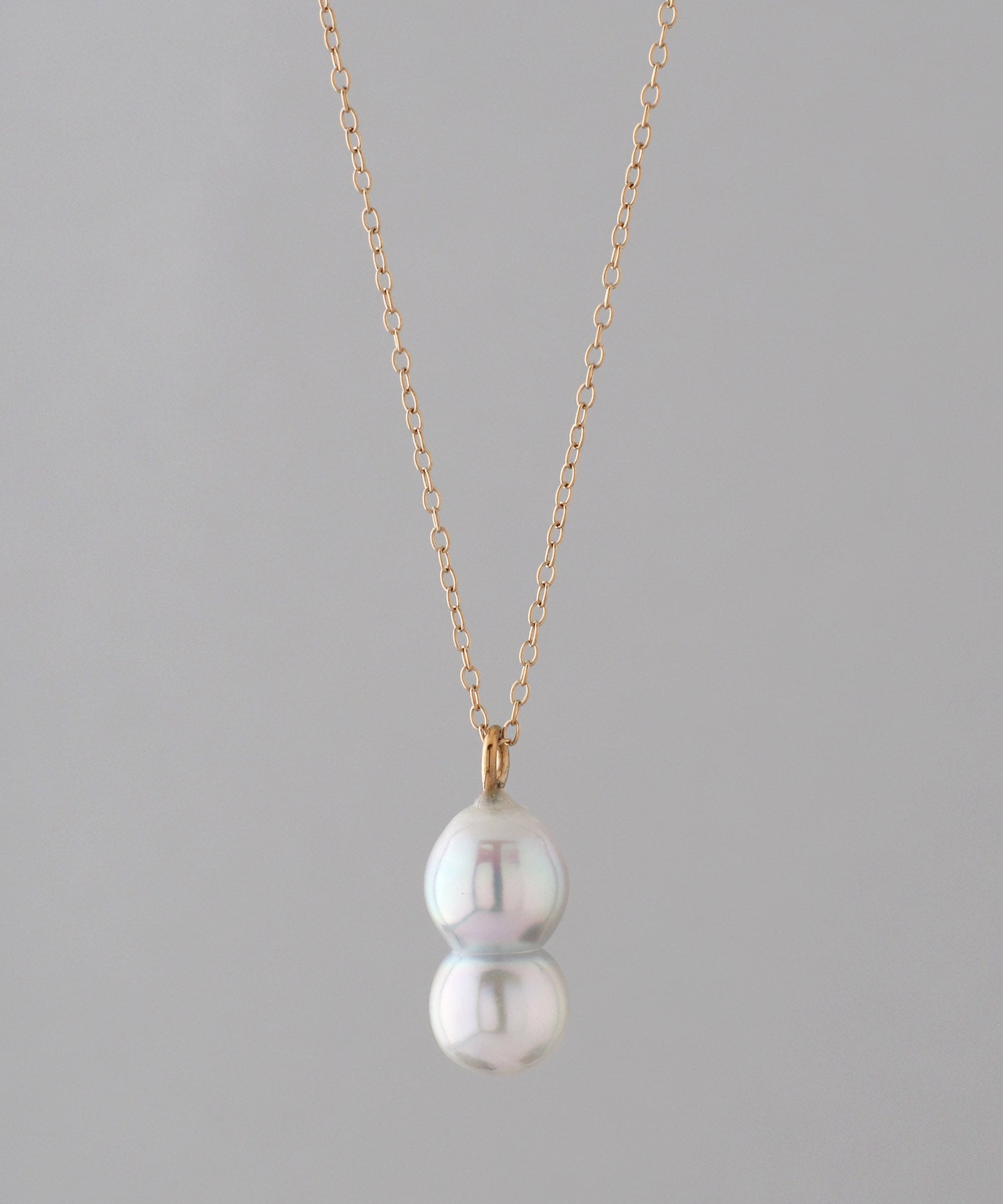 Twin Pearl Necklace [Stainless Steel] (kb060016n) | mimi33