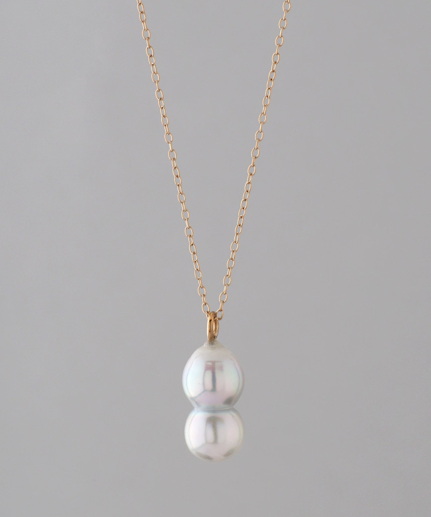 【Stainless Steel IP】Twin Pearl Necklace