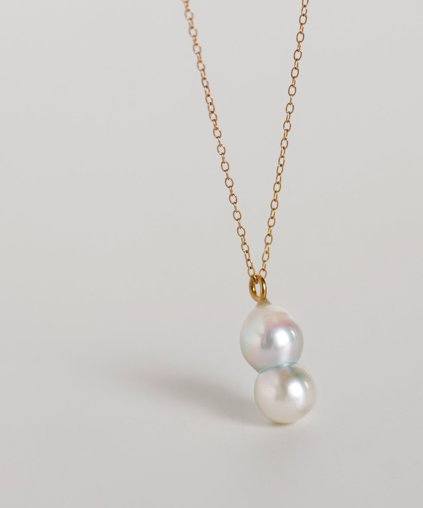 【Stainless Steel IP】Twin Pearl Necklace