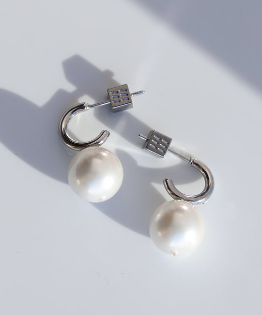 Pearl Hoop Earrings [Stainless Steel]