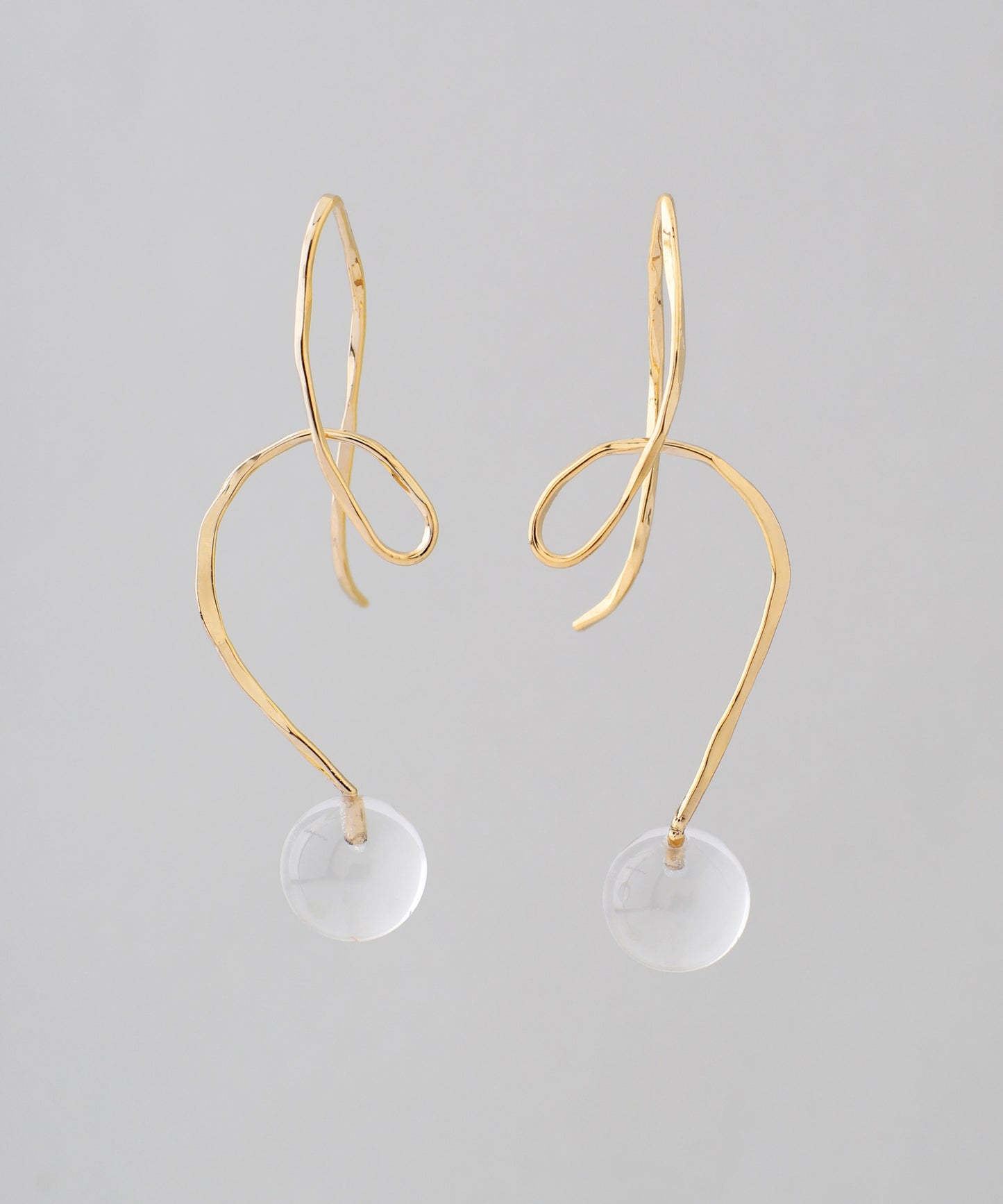 【Stainless Seel IP】Crystal × Loop Line Hook Earrings