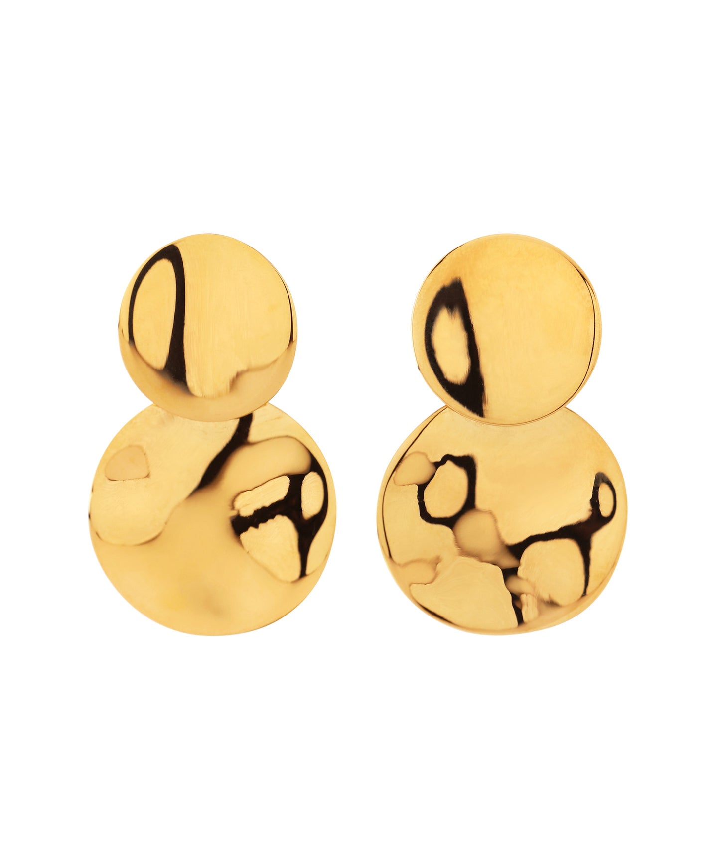 【Stainless Steel IP】Double Circle Plate Earrings