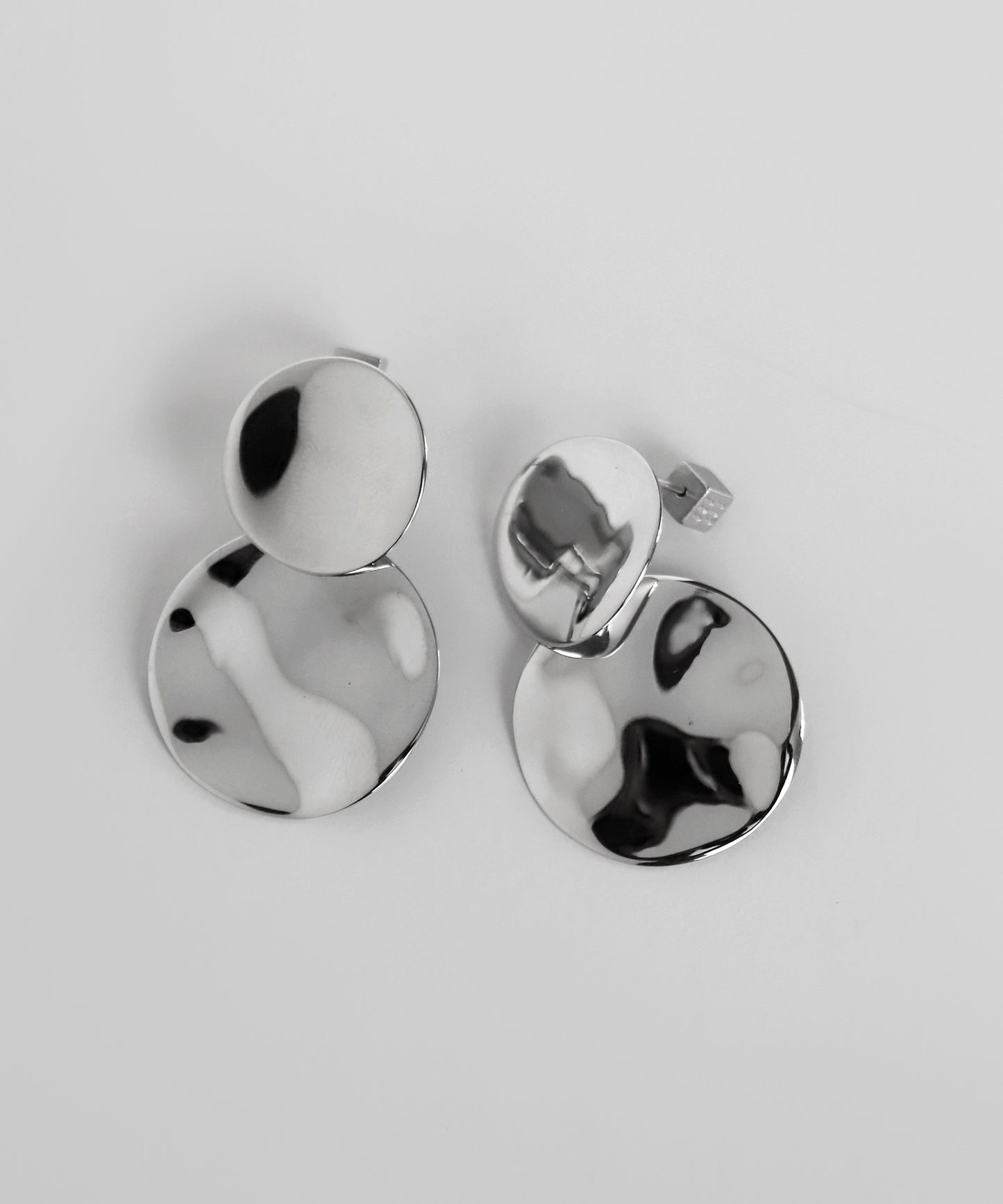 【Stainless Steel IP】Double Circle Plate Earrings