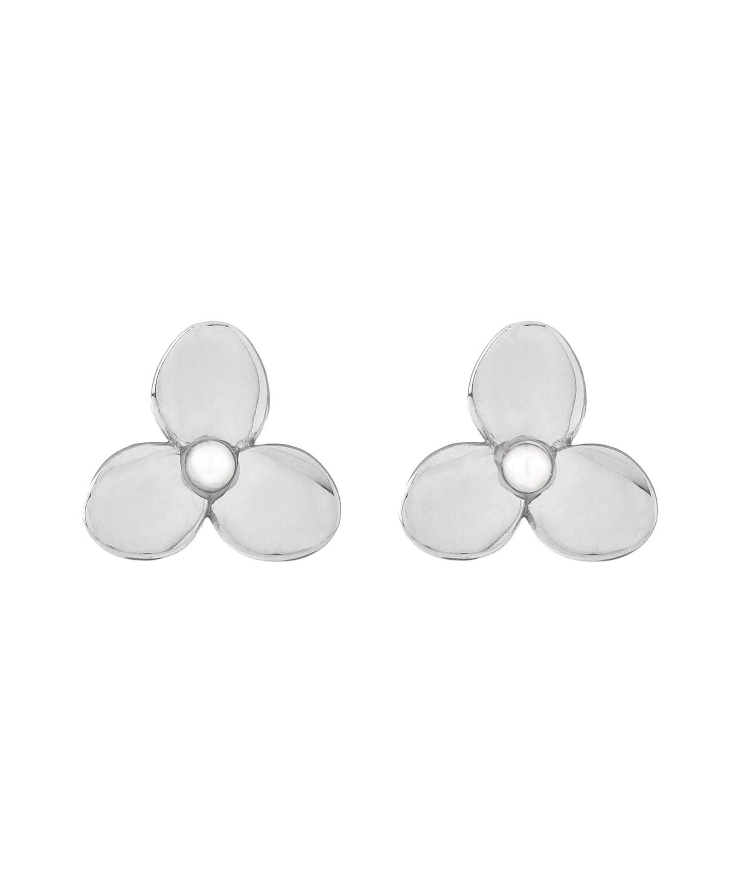 【Stainless Steel IP】Pearl & Metal Flower Earrings