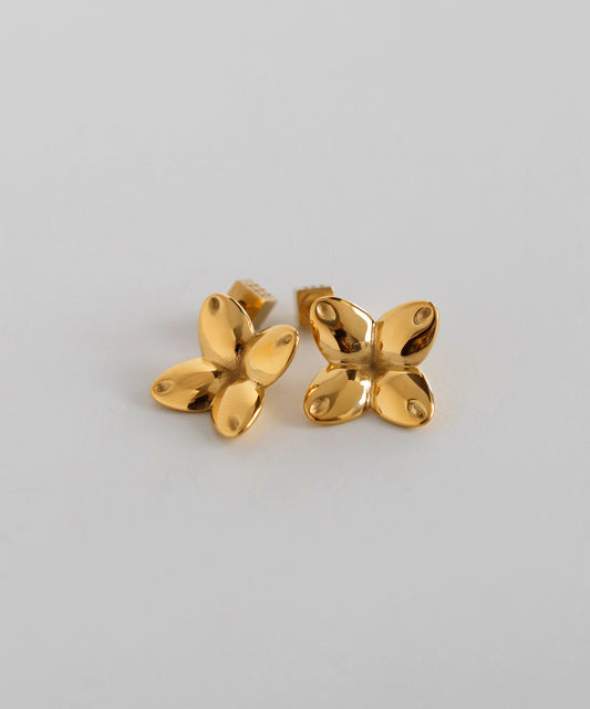 【Stainless Steel IP】Metal Flower Earrings