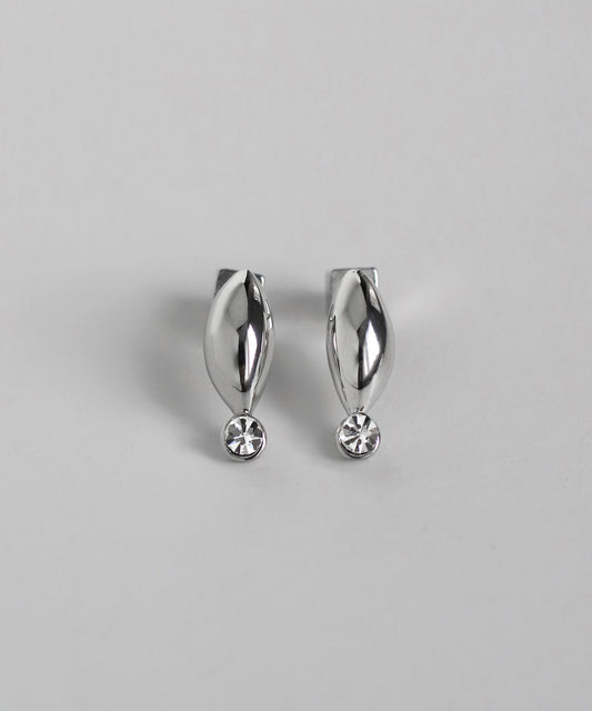 Oval × Bijou Earrings [Surgical Stainless Steel]